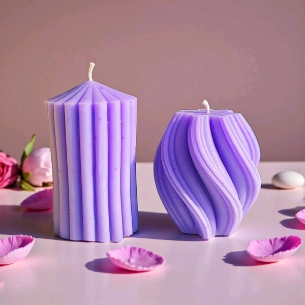 Scented Candles (Pillar & twisted Candle) - Set Of 2 - Midnight Jasmine
