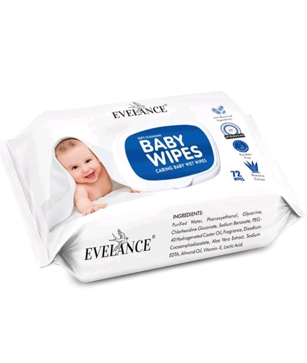 Evelance Baby Wipes With Out Lid (72 Piece Pack)