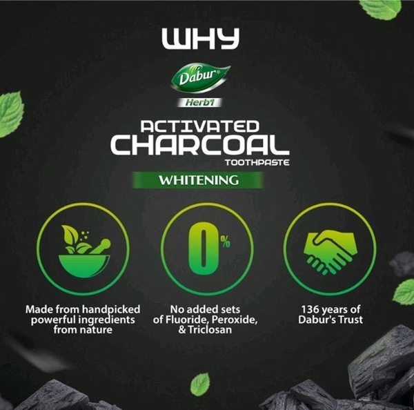 Dabur 🌿 Herbal Actived Charcoal Whitening Toothpaste 120g