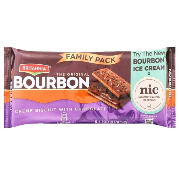 Britannia Bourbon Chocolate Cream Biscuit 500g