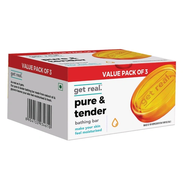 Get Real Pure & Tender Bathing Bar 125g (Pack Of 3)