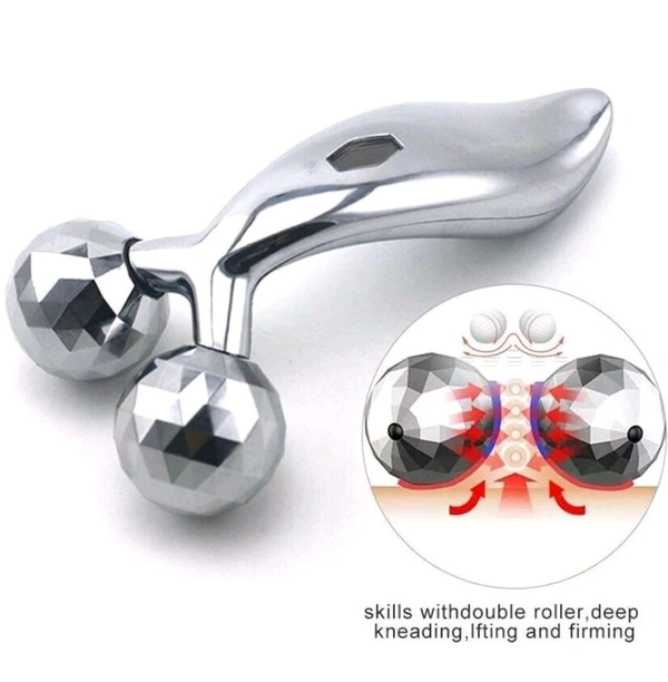 3D Y-shaped face and body massager featuring 360-degree rotating balls
