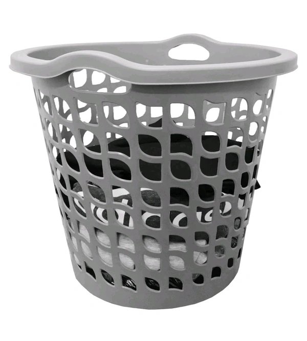 Round Laundry Basket, Laundry Hamper, Round Laundry Basket Plastic with Handle, Essential for House, Dirty Clothes Basket for Home, Bathroom, Laundry Organizer & Storage Basket, Laundry Baskets Grey