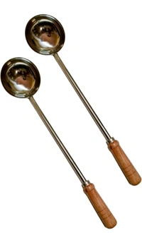 Stainless Steel Extra Big/Large Chinese Food Cooking Ladle/Long Spoon with Wooden Handle Commercial Purpose Kitchen Restaurant and Party use Only Size XXL Large-Size (Quantity- 01pc)