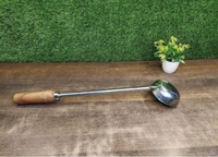 Stainless Steel Extra Big/Large Chinese Food Cooking Ladle/Long Spoon with Wooden Handle Commercial Purpose Kitchen Restaurant and Party use Only Size XXL Large-Size (Quantity- 01pc)