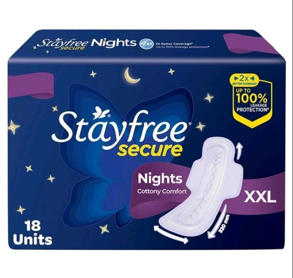 Stayfree Secure Nights Cottony Sanitary Napkin XXL 18 pads
