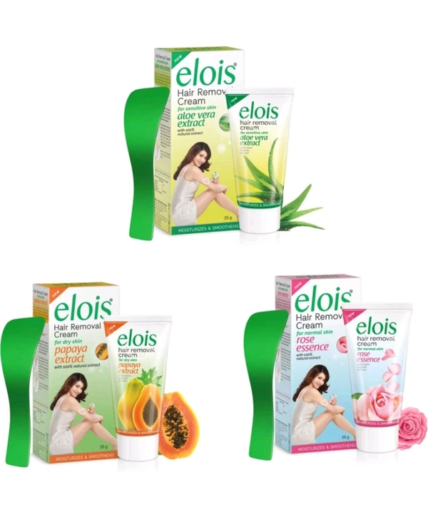 Hair Removal Cream Rose, Papaya, Alovera Extra 50g Cream ( 150g,Set Of 3)