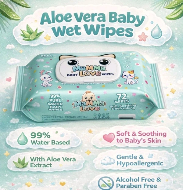 99% Pure water baby wet Wipes-lid-pack-1-72-wipes Mamma Love