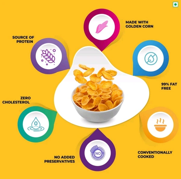 Kwality Corn Flakes, Natural Source Of Vitamins, Iron & Proteins, Breakfast Cereals Pouch 500g