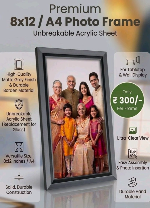 Primium 8×12 A4 Size Photo Frame Single Piece