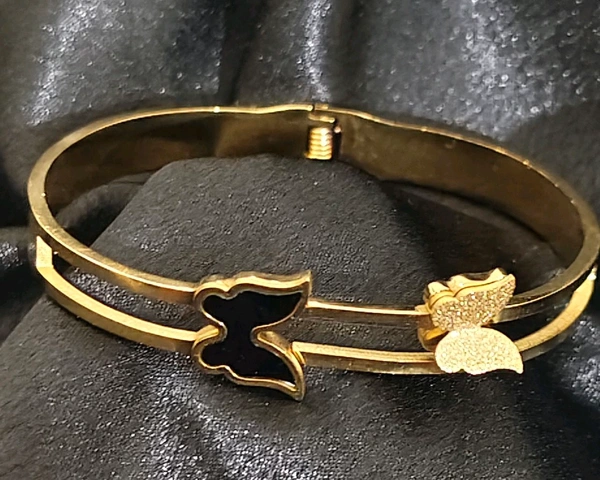 Black And Golden Butterfly Bangle