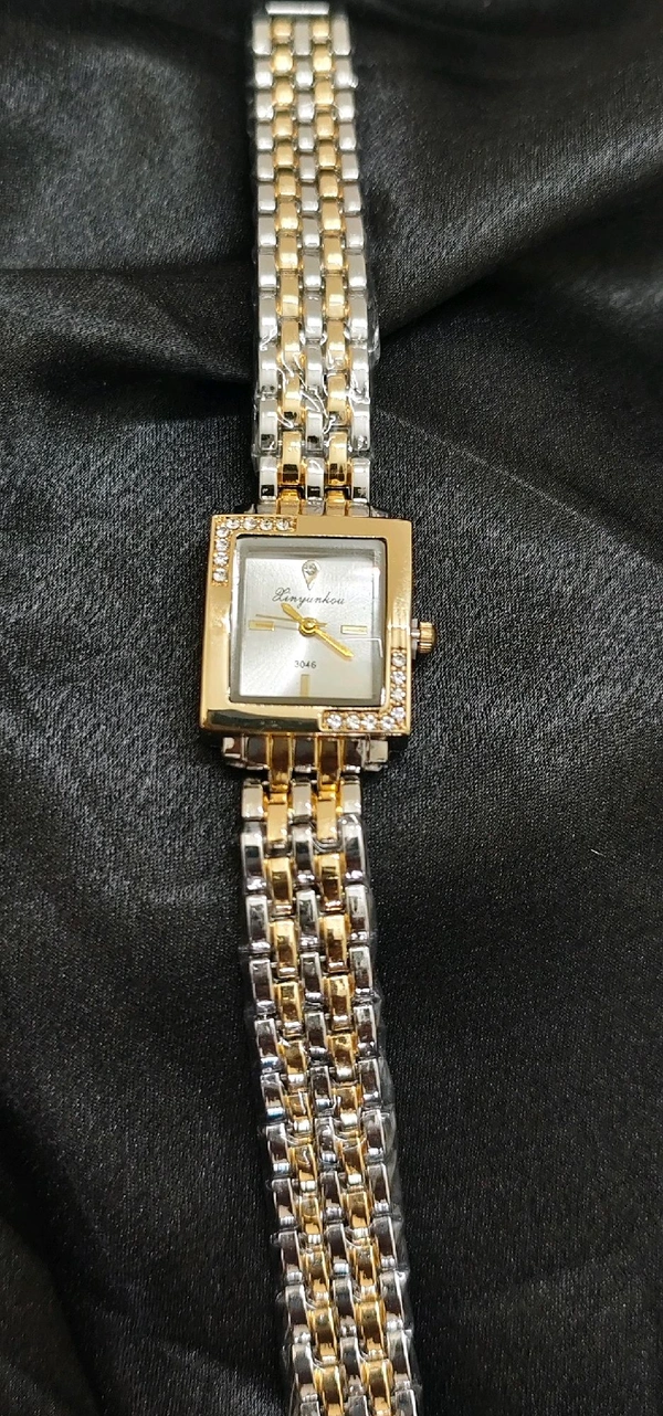 Rectangle Dial Watch - silver & golden