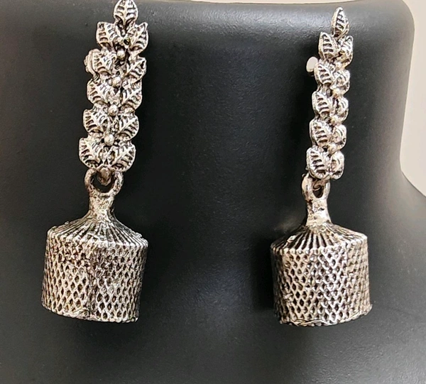 Oxydised Earings - leaf pattern
