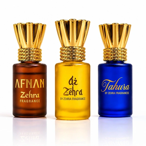 ZEHRA 18ml Pack of 3 Alcohol Free Attar for Long Lasting Fragrance Up to 8 to 10 Hours | Pure Itra Luxury Roll On with White Floral Jasmine Amber Wood Musk Notes | Ideal Gift for Men & Women
