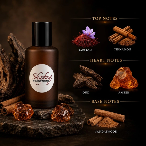 ZEHRA 50ml Shafaq Eau De Perfume for Long Lasting Fragrance Upto 8 to 10 Hours | Skinn Firendly Premium Perfume for Man & Woman | Best Perfume Gift With Notes of Clove Cinnamon Patchouli Amber Oud
