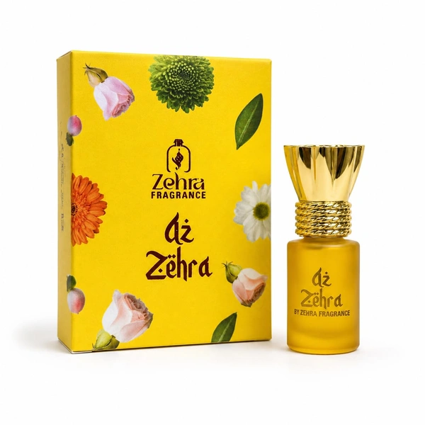 ZEHRA 6ml Az Zehra Attar for Long Lasting Fragrance Upto 8 to 10 Hours | Alcohol free Pure Itra for Man & Woman | Luxury Gift Choice With Notes of White Floral Jasmine Musk