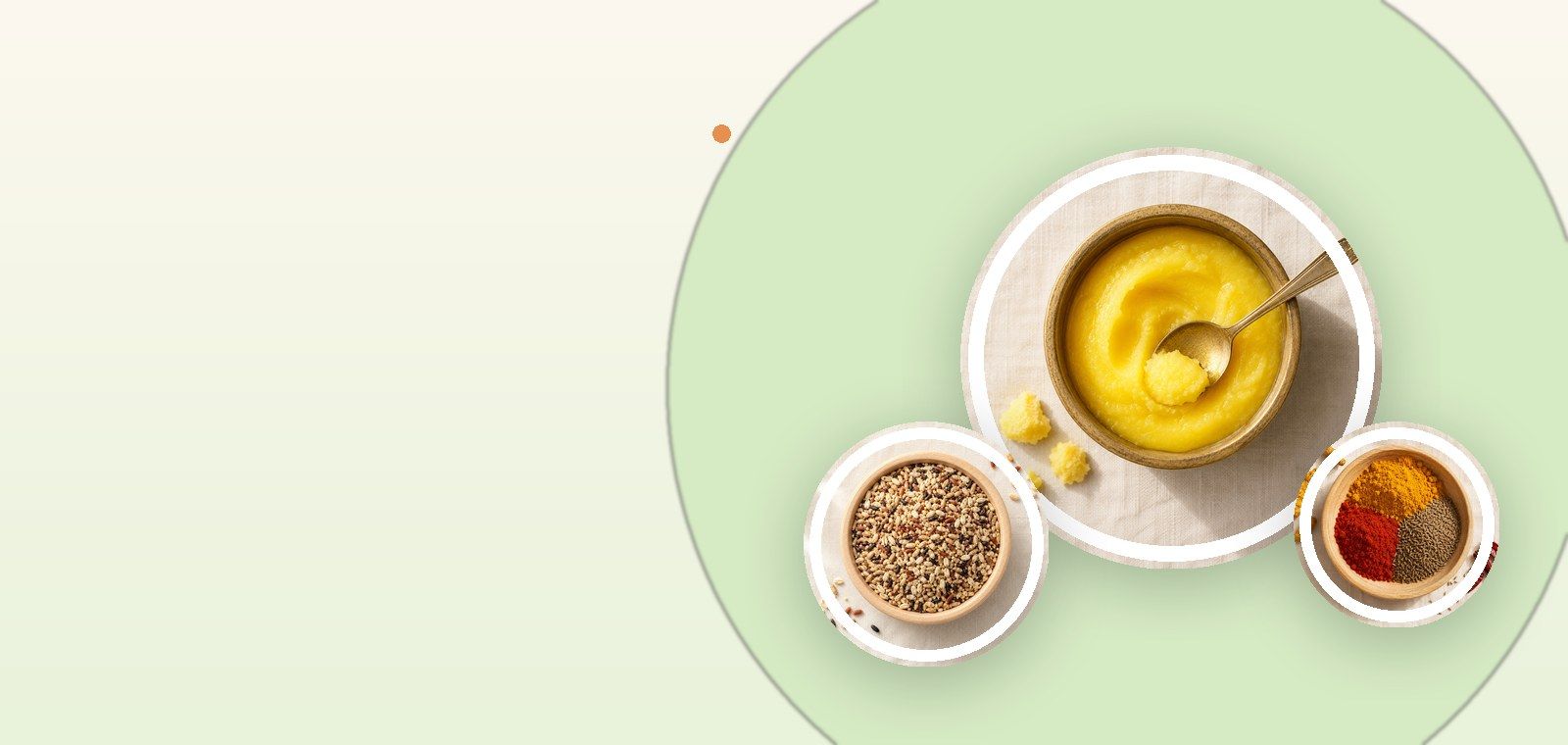 Natural staples — A2 cow ghee, whole grains and spices