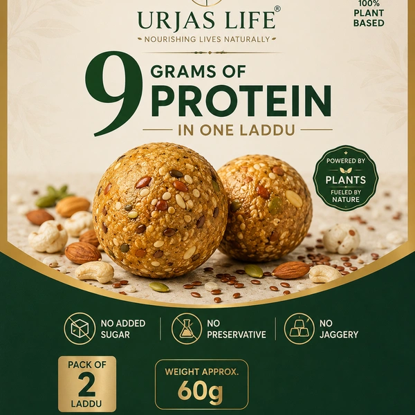 Healthy Plant Seeds High Protein Laddu | 2 Pieces | Nutritious Energy Snack | Urjas Life