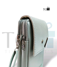 LEATHER CROSSBODY BAG FOR WOMEN LIGHT BLUE COLOUR