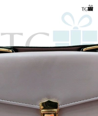 SMALL,LIGHT PURPLE FAUX LEATHER CROSSBODY BAG WITH GOLD - TONED METAL TRIM