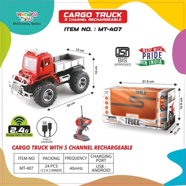 Wonder Cargo Truck Off Roader Rechargeable Remote Control Car (Model MT-407).