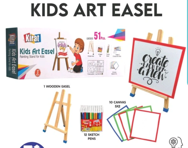KIRAT Kids Art Easel Painting Art Easel Painting Stand For Kids 51 Pcs.