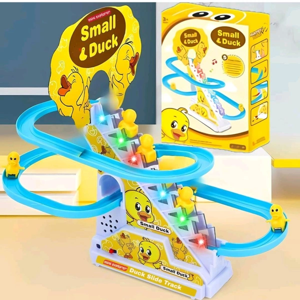 Duck Track Toys for Kids – Stair-Climbing Escalator with Lights & Music, Includes 3 Small Ducks – Interactive Duck Track Slide Toy – Perfect Toddler Gift
