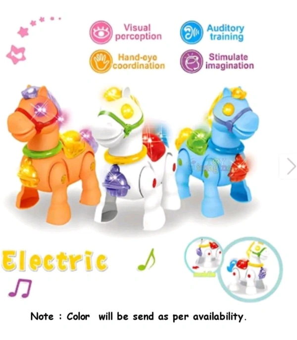 Electric Walking Pony Horse with Lights & Music | Moving Animal for Kids | Interactive Sound & Motion | Color May Vary