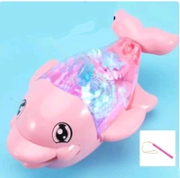 Transparent Gear Dolphin Toy with Flashing Lights and Music, Battery Operated, 360 Degree Rotating, for 3+ Years Kids, Multicolor