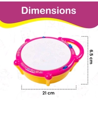 Battery Operated 3D Flash Drum Toy with Flash Light & Music Effects | Dynamic Musial Instrument Toy with 2 Mallets for Toddlers | Pink Color, Power Source: 3xAA Battery