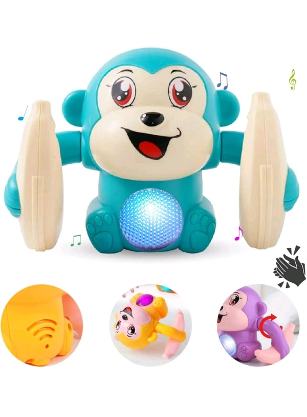 Dancing Monkey Musical Toy for Kids Baby Spinning Rolling Doll Tumble Toy with Voice Control Musical Light and Sound Effects with Sensor