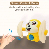 Dancing Monkey Musical Toy for Kids Baby Spinning Rolling Doll Tumble Toy with Voice Control Musical Light and Sound Effects with Sensor