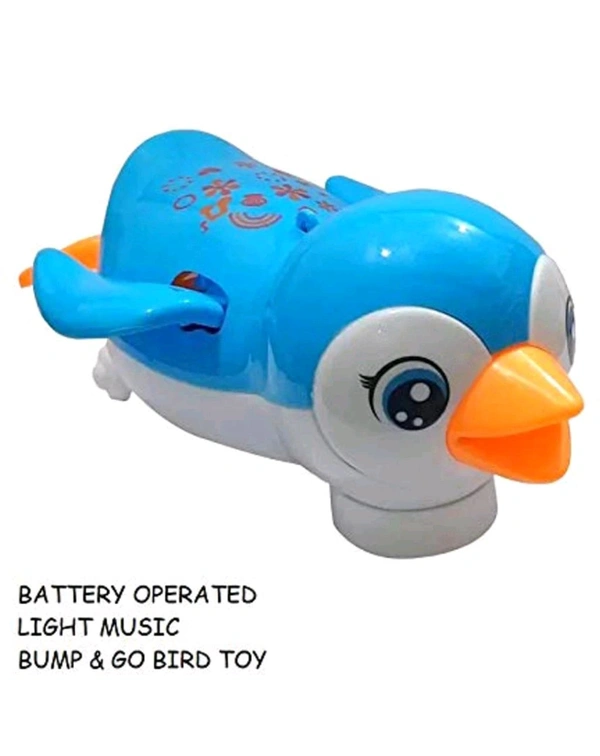 Battery Operated Go Penguin Vehicle Toy with Light, Music, Bump & go Action for Kids|Boys|Girls (Color-as per Availability).