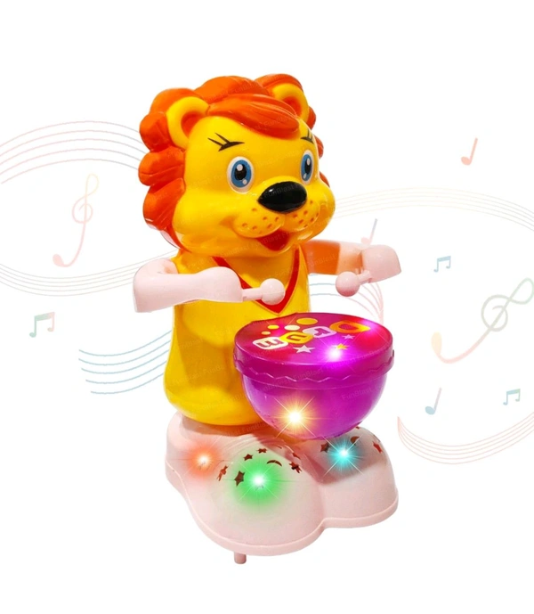 Lion Drummer Toy for Kids - Swinging & Rotating Funny Musical Drum Beat Toys for Kids & Toddlers, Light and Music Toys for Babies & Toddlers (Multicolor)