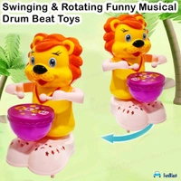 Lion Drummer Toy for Kids - Swinging & Rotating Funny Musical Drum Beat Toys for Kids & Toddlers, Light and Music Toys for Babies & Toddlers (Multicolor)