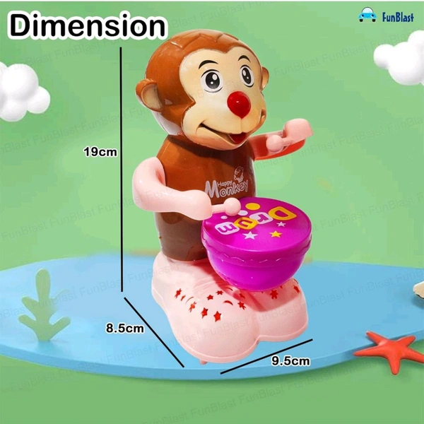 Monkey Drummer Toy for Kids - Swinging & Rotating Funny Musical Drum Beat Toys for Kids & Toddlers, Light and Music Toys for Babies & Toddlers