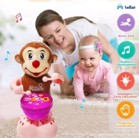 Monkey Drummer Toy for Kids - Swinging & Rotating Funny Musical Drum Beat Toys for Kids & Toddlers, Light and Music Toys for Babies & Toddlers