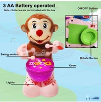 Monkey Drummer Toy for Kids - Swinging & Rotating Funny Musical Drum Beat Toys for Kids & Toddlers, Light and Music Toys for Babies & Toddlers