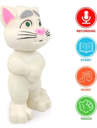 Intelligent Talking Tom Cat, Speaking Robot Cat Repeats What You Say, Touch Recording Rhymes and Songs, Musical Cat Toy for Kids (3+ Years, White)