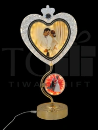 decorative heart-shaped LED crystal photo frame table lamp.