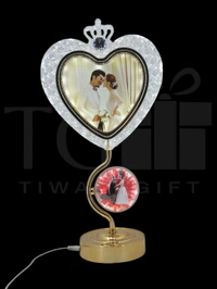 decorative heart-shaped LED crystal photo frame table lamp.