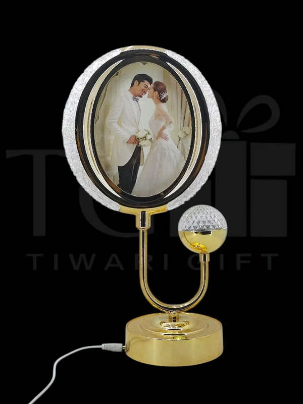 customized LED crystal photo frame lamp featuring three lighting modes—white, warm, and mixed—controlled via touch.