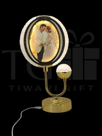 customized LED crystal photo frame lamp featuring three lighting modes—white, warm, and mixed—controlled via touch.