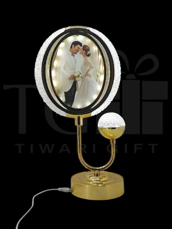 customized LED crystal photo frame lamp featuring three lighting modes—white, warm, and mixed—controlled via touch.
