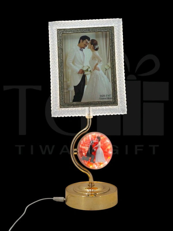 a decorative LED photo frame and lamp featuring a romantic wedding theme, likely from a brand specializing in home decor gifts.