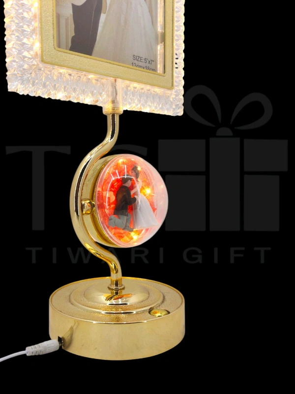 a decorative LED photo frame and lamp featuring a romantic wedding theme, likely from a brand specializing in home decor gifts.