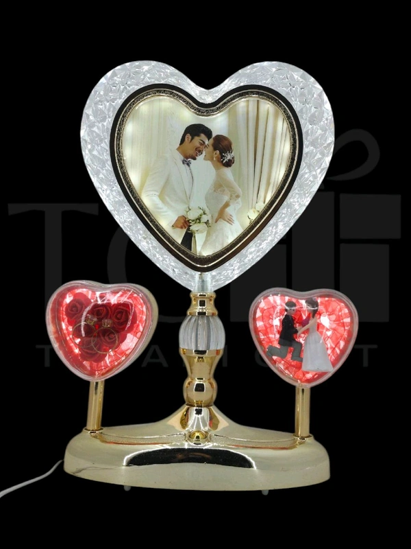 a Generic Heart Shape Crystal Light Lamp Photo Frame.