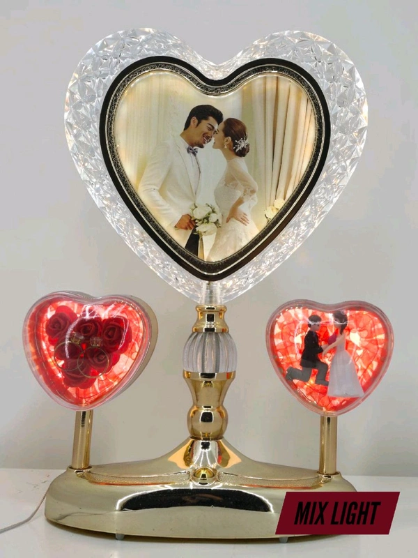 a Generic Heart Shape Crystal Light Lamp Photo Frame.