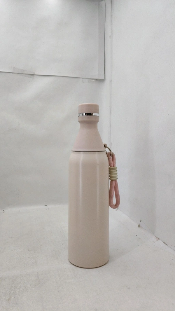pastel Pink insulated water bottle features a convenient carrying strap for on-the-go hydration.