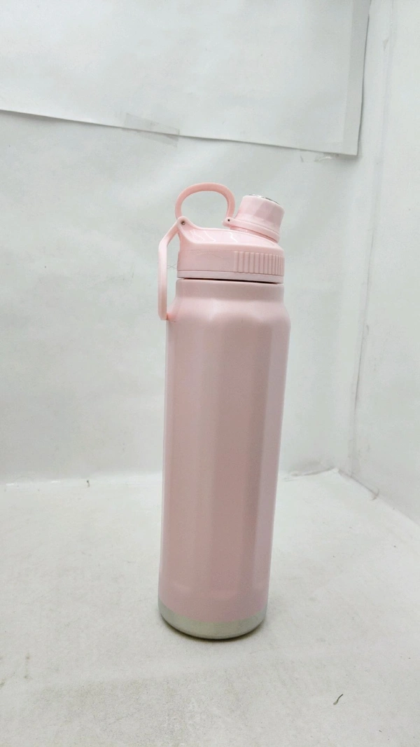 pink stainless steel water bottle appears to be a similar style to the insulated bottles offered by brands like Solara or HoMafy.
